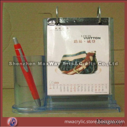 Blue High-quality Acrylic Calendar Holder with Pen Holder